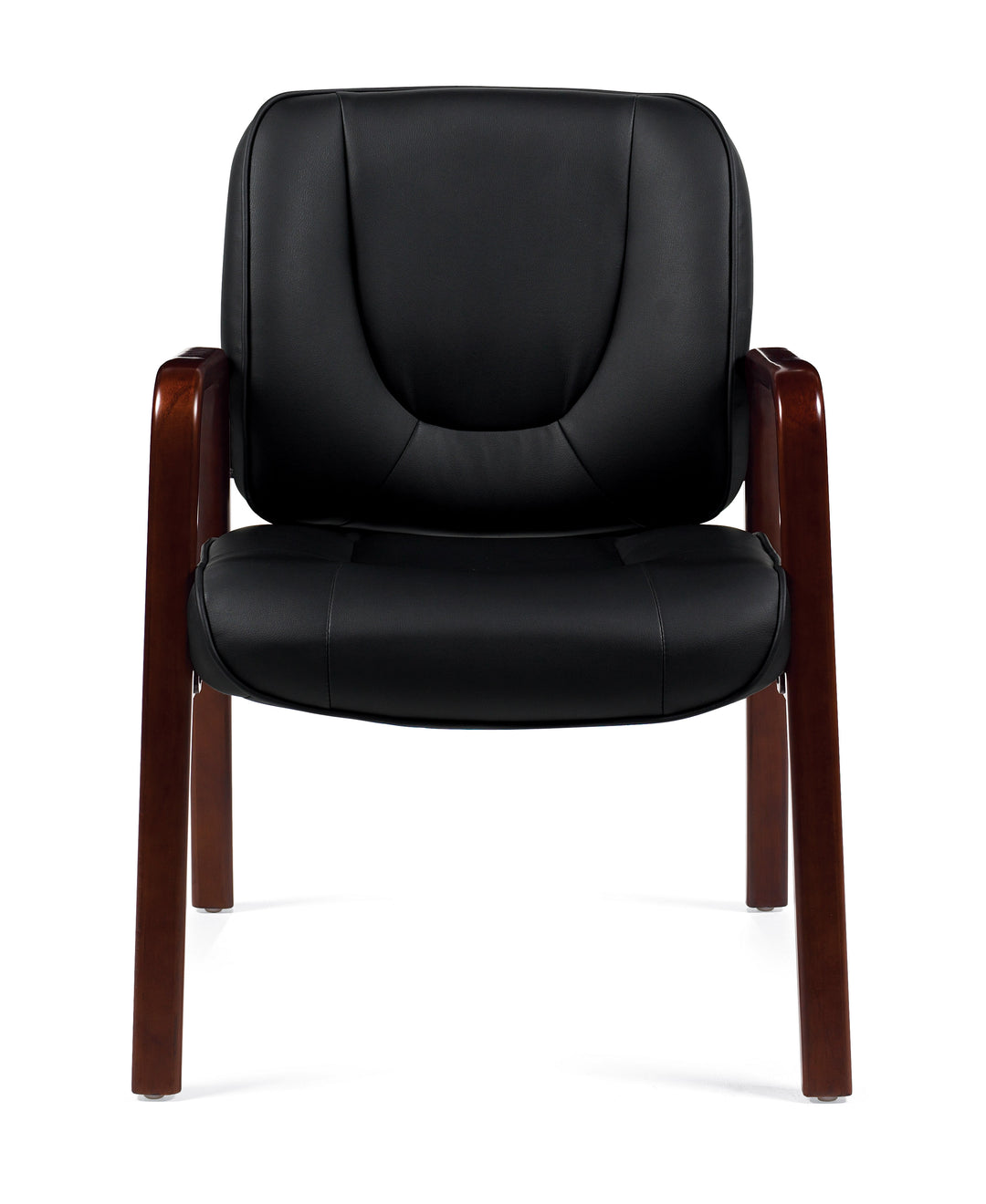 Luxhide Guest Chair with Cordovan Wood Accents - JD11770BCX-Guest and Stack Chair