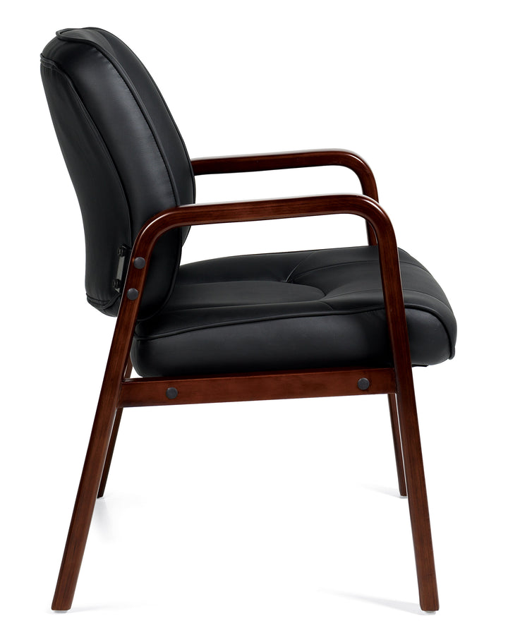 Luxhide Guest Chair with Cordovan Wood Accents - JD11770BCX-Guest and Stack Chair