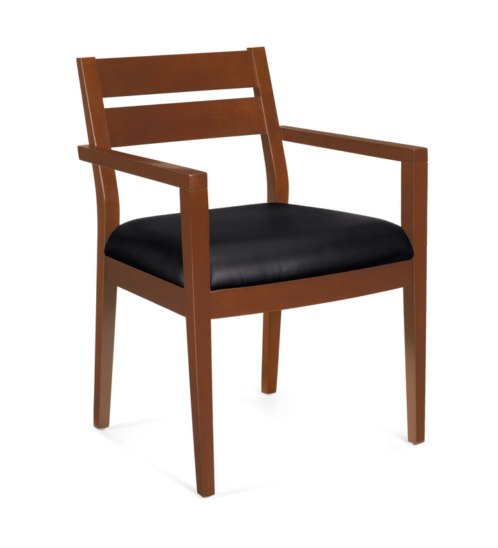 Toffee Wood Guest Chair w/ Leather Seat &amp; Wood Back - JD11820B-TH - List Price: $548-Guest and Stack Chair