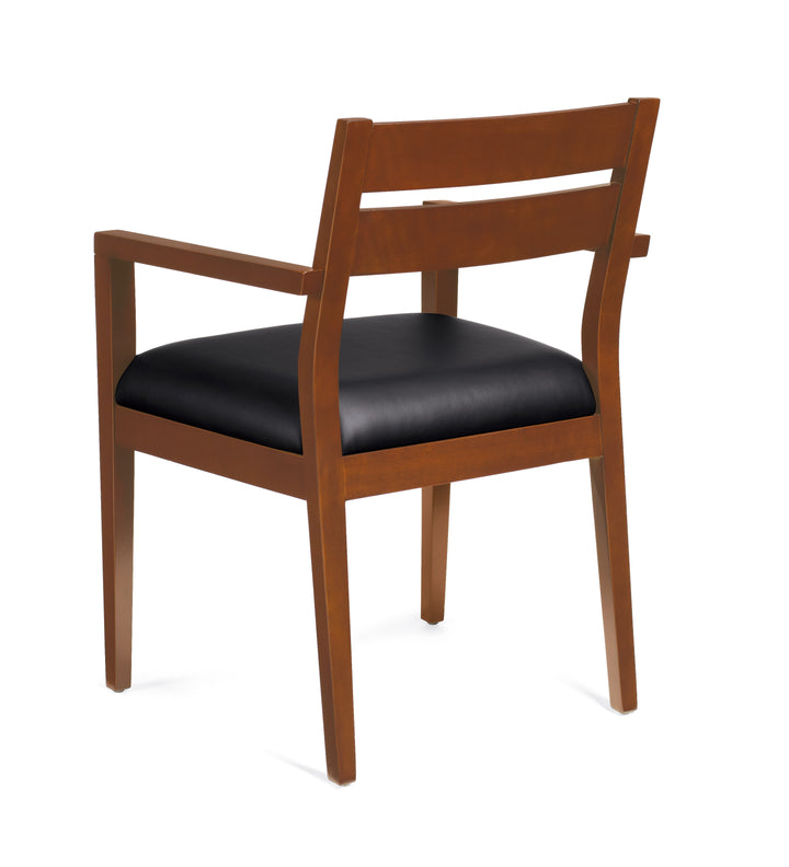 Toffee Wood Guest Chair w/ Leather Seat &amp; Wood Back - JD11820B-TH - List Price: $548-Guest and Stack Chair