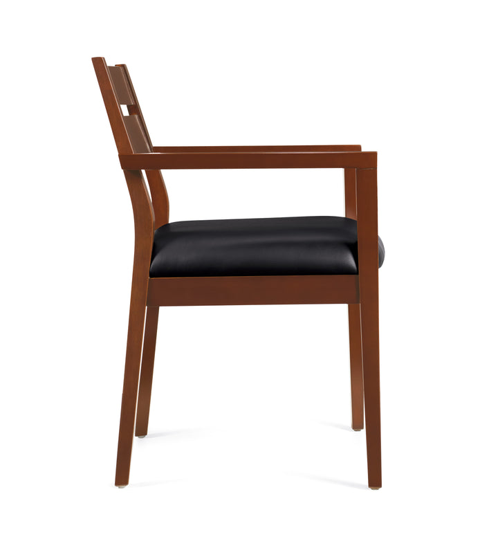 Toffee Wood Guest Chair w/ Leather Seat &amp; Wood Back - JD11820B-TH - List Price: $548-Guest and Stack Chair