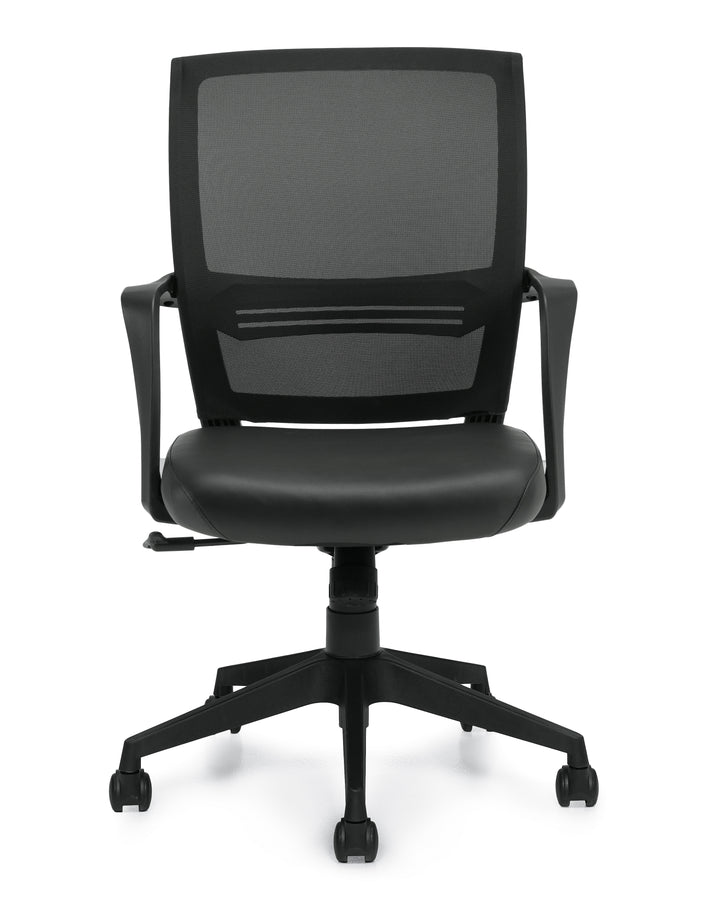 Low Back Mesh Back Tilter Chair with Luxhide Seat - JD13026B-Conference and Management Chair