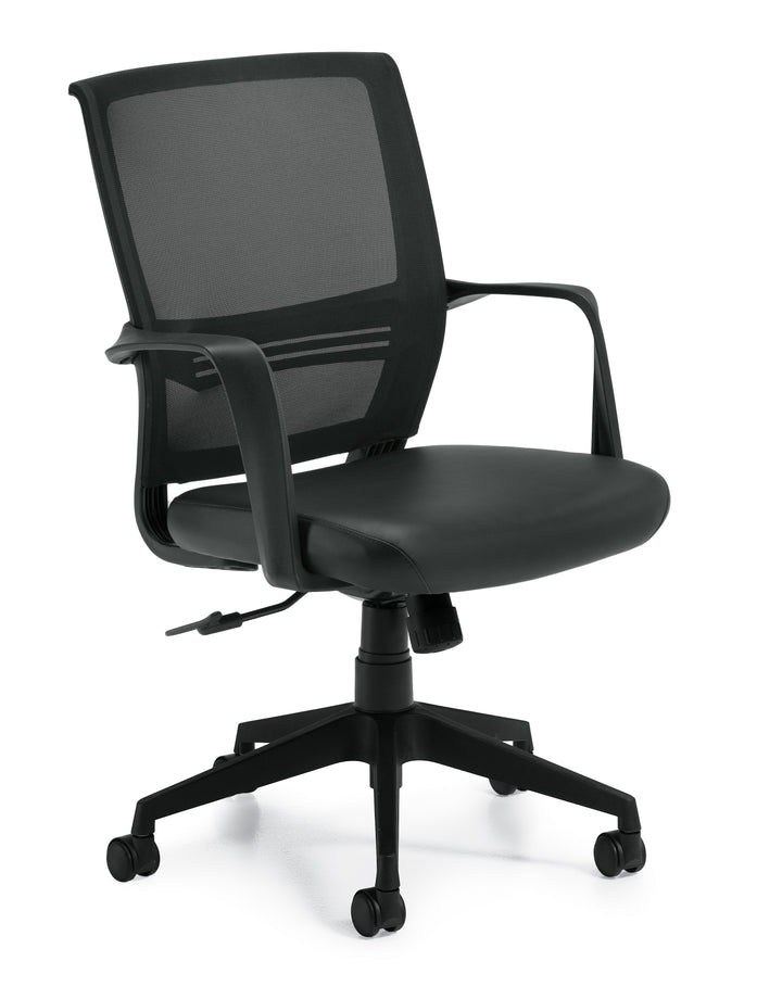Low Back Mesh Back Tilter Chair with Luxhide Seat - JD13026B-Conference and Management Chair