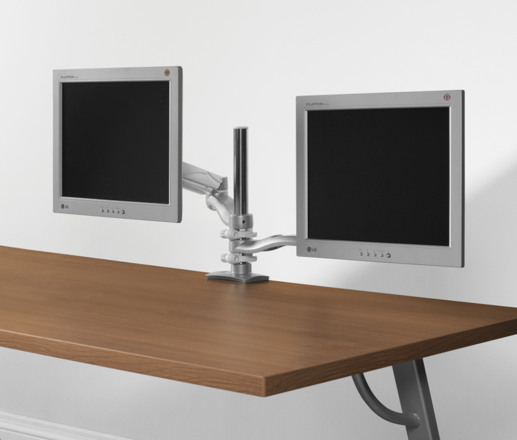 Global - Monitor Arms - Dual Screen - Double Extension - Height Adjustable Pole Base - (MON2SDEH) - List Price: $936 - Joe&