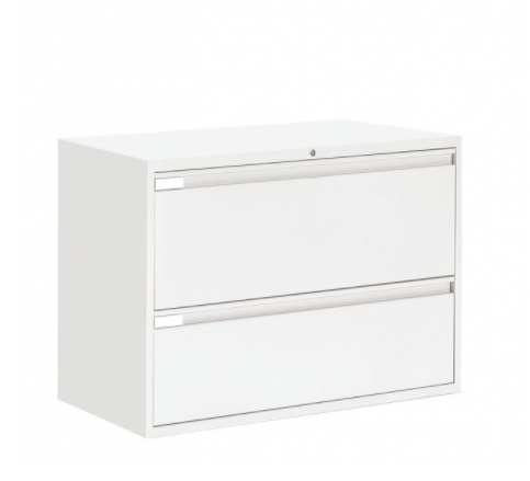 Brand New - ONLY 2 LEFT! - Global 2 Drawer Lateral File Cabinet - 42"W (9342P-2F1H) - Designer White - Closeout Special
