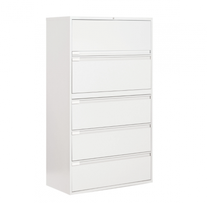 Brand New - ONLY 2 LEFT! - Global 5 Drawer Lateral File Cabinet - 42"W (9342P-5F1H) - Designer White - Closeout Special Pricing