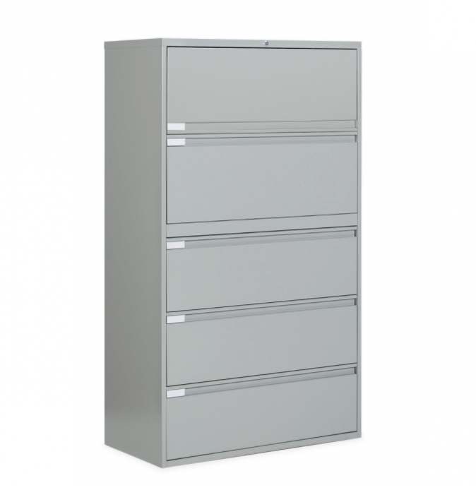 Brand New - ONLY 2 LEFT! - Global 5 Drawer Lateral File Cabinet - 42"W (9342P-5F1H) - Light Grey - Closeout Special Pricing