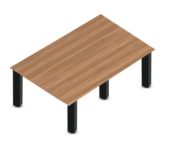 Square Post Rectangular Coffee Tables - Black Legs-Office Furniture