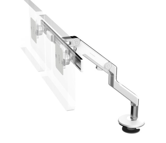 Humanscale - M8 Monitor Arm With Crossbar - Two-Piece Clamp Mount Base - Silver With Gray Trim - Pre-Owned - List Price: $863