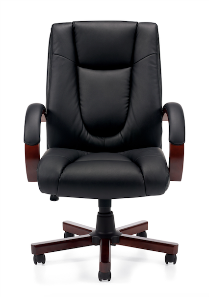 Luxhide Executive Chair with Wood Arms and Base - JD11300B-Conference and Management Chair