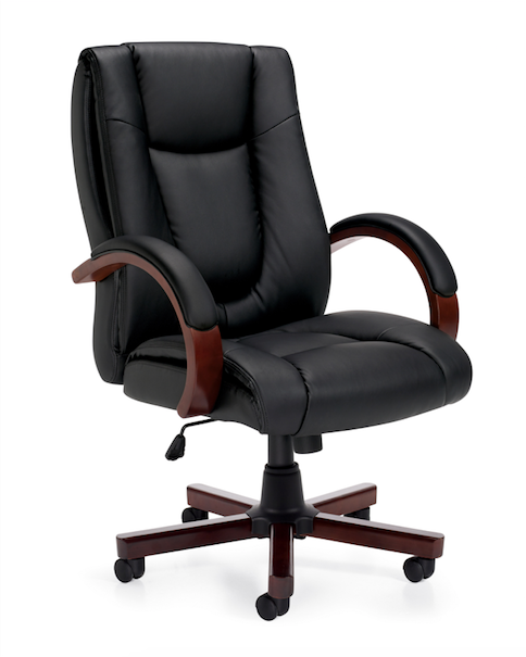 Luxhide Executive Chair with Wood Arms and Base - JD11300B - Joe's Discount Office Furniture