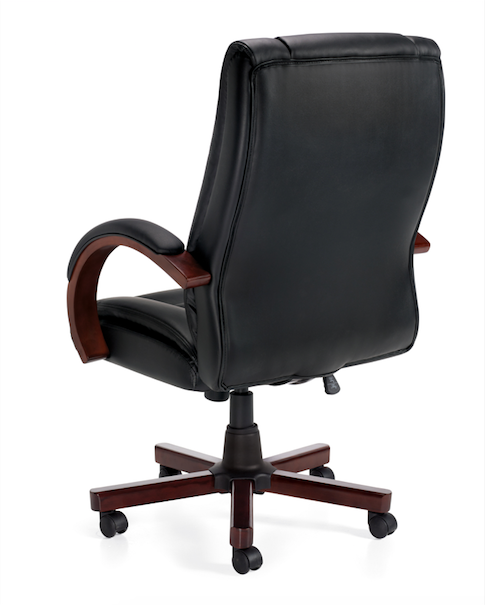 Luxhide Executive Chair with Wood Arms and Base - JD11300B-Conference and Management Chair