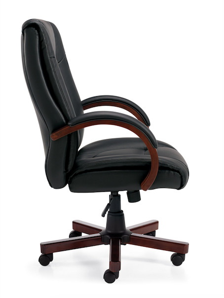 Luxhide Executive Chair with Wood Arms and Base - JD11300B-Conference and Management Chair